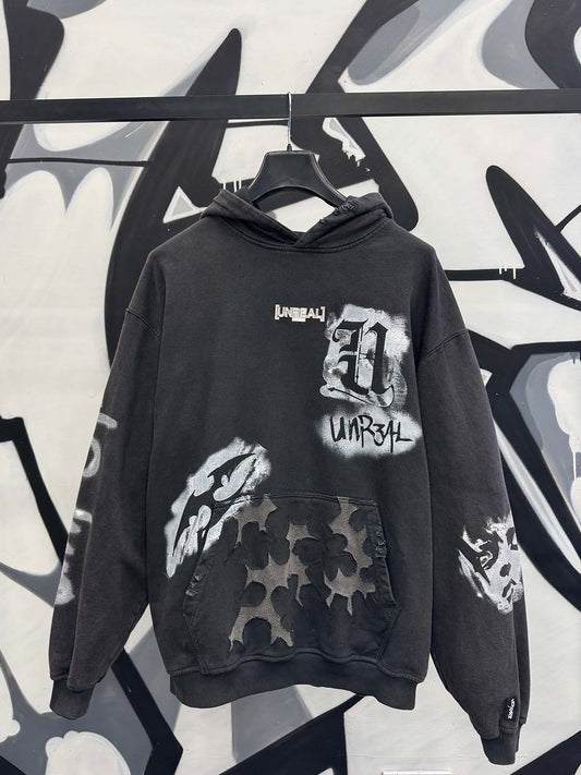 UNREAL Divine Bone Custom Destroyed Hoodie Size XL