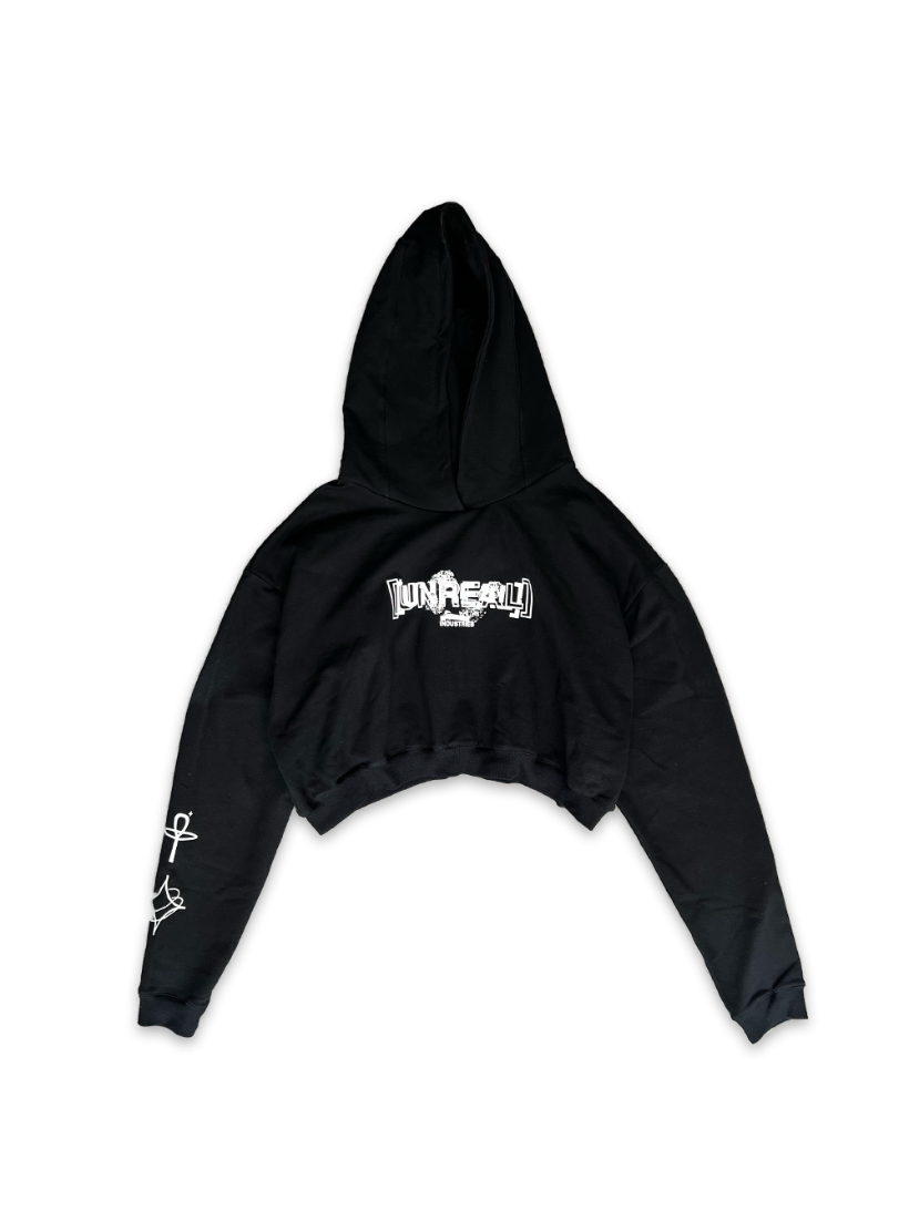 UNREAL Crop hoodie Black