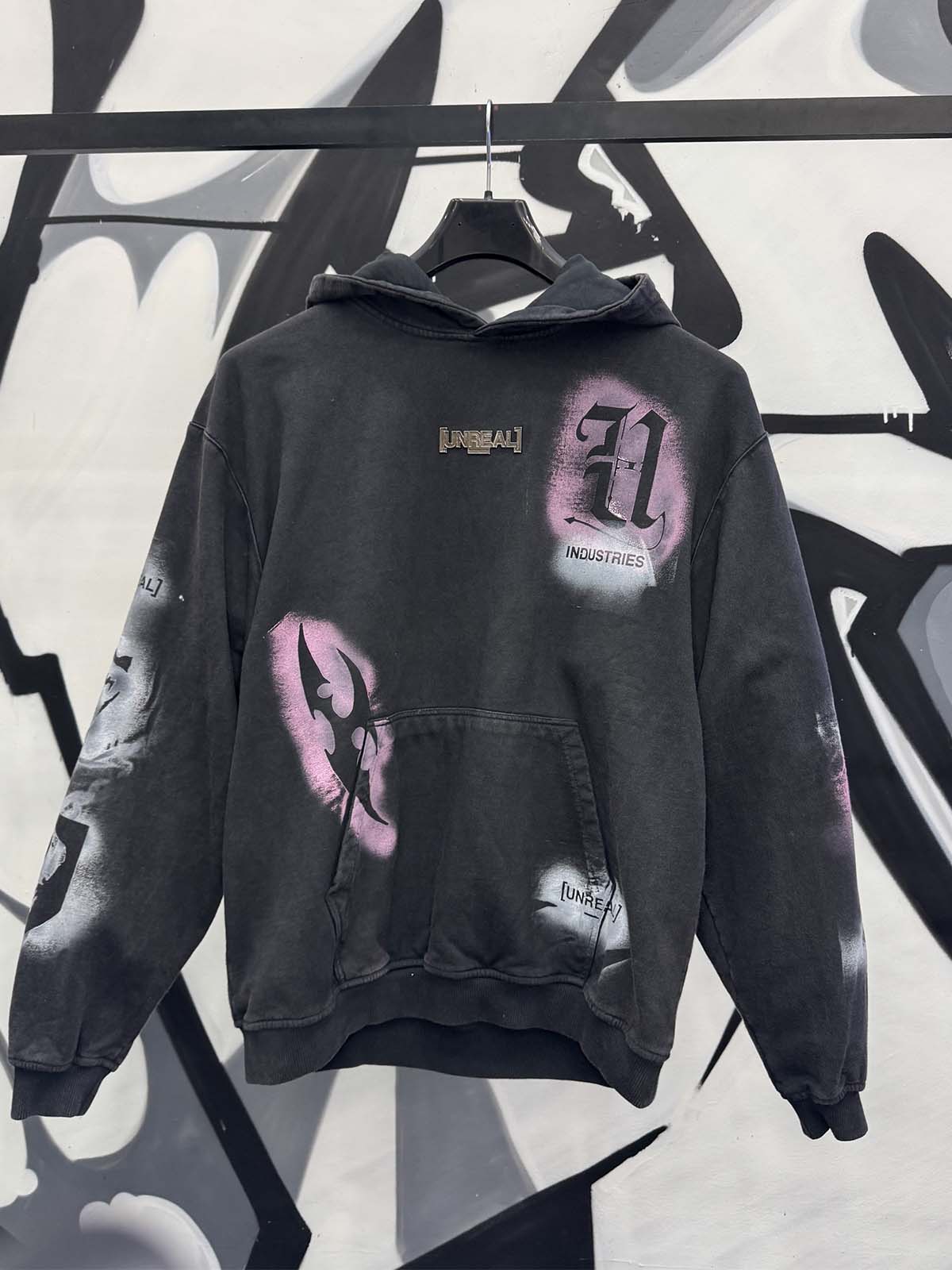 UNREAL Custom made Hoodie - Unique, 1/1 product with a durable painted finish on it.