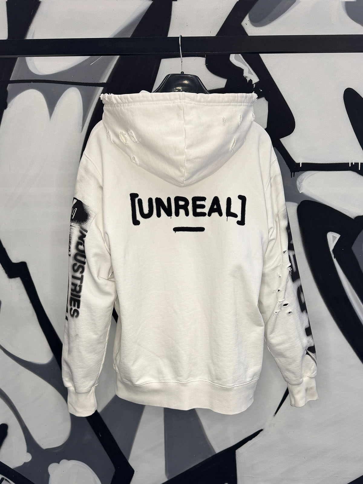 UNREAL White Destroyed LVLUP Custom Zipup Size L