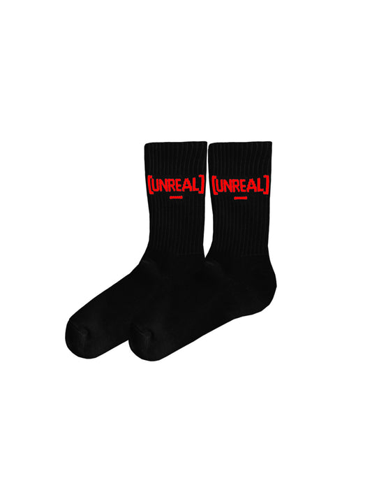 UNREAL - Black/Red logo Socks