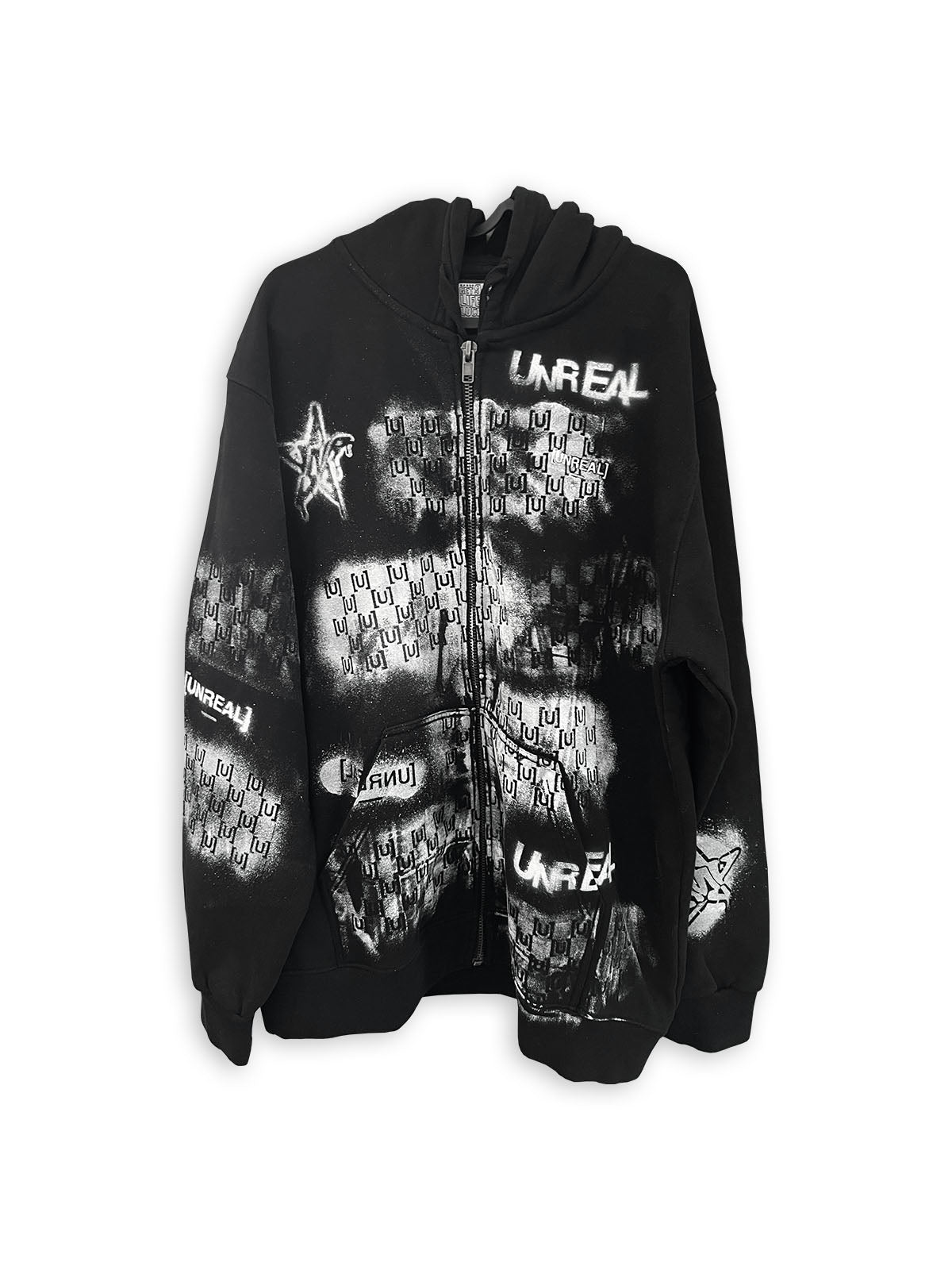 UNREAL Custom handmade heavyweight zipup hoodie.