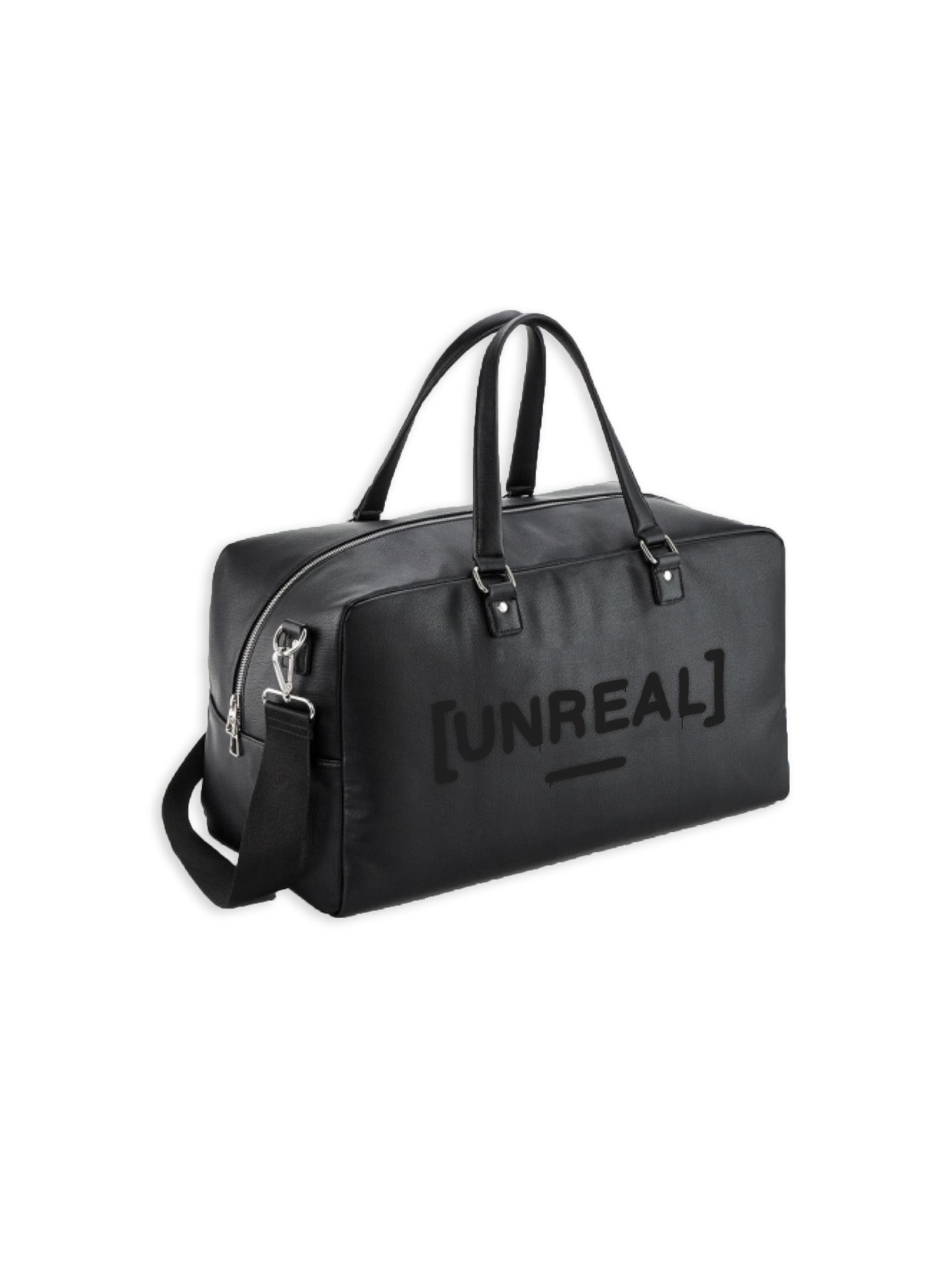 UNREAL Duffle Bag - Weekender -  high quality streetwear - made from vegan leather - printed [UNREAL] graffiti logo.