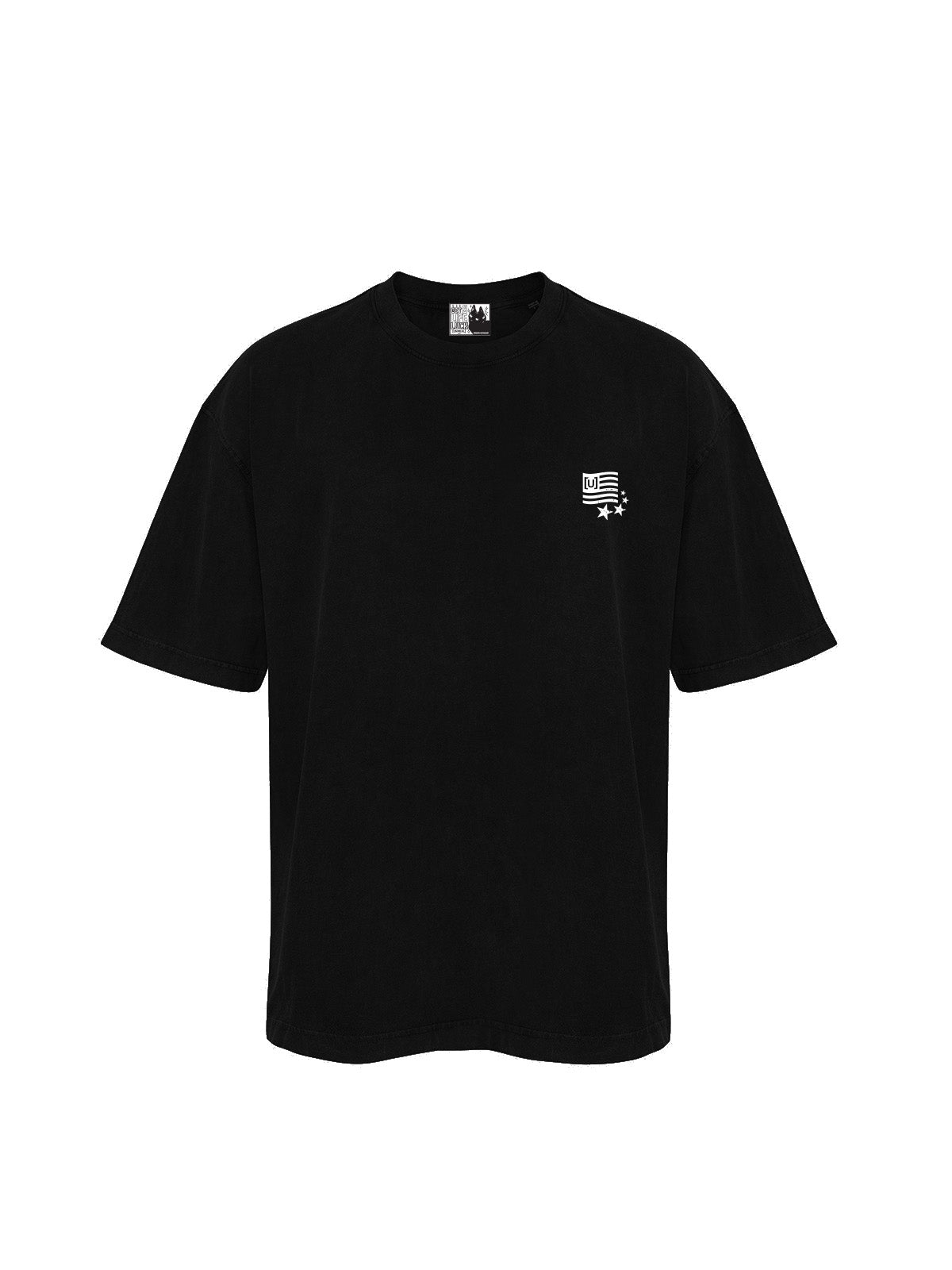 UnrealIndustry Signature Black Tee - a minimalist and sustainable black t-shirt made from 100% organic cotton, embodying premium quality and urban style