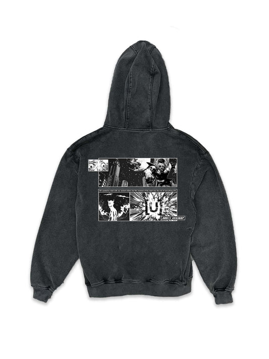 UNREAL OG Iron logo Hoodie Stone Washed Black