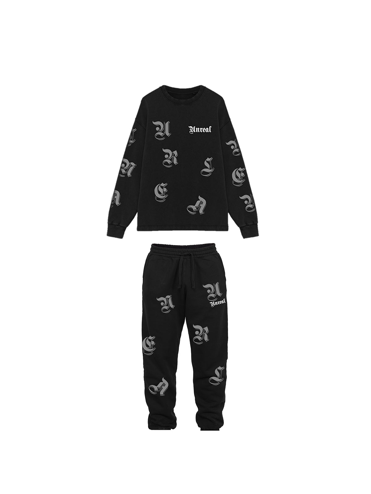 UNREAL Letters Organic cotton SET Jet. Black