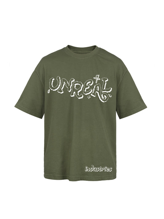 UNREAL heavyweight cotton T-shirt in dollar green colorway. SS24 collection - Made in Portugal. [UNREAL] Streetwear
