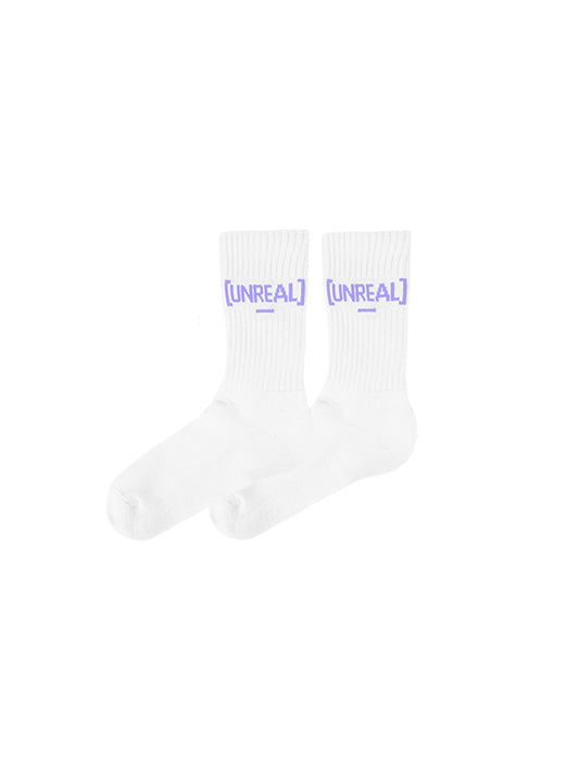 UNREAL - White/Purple logo Socks