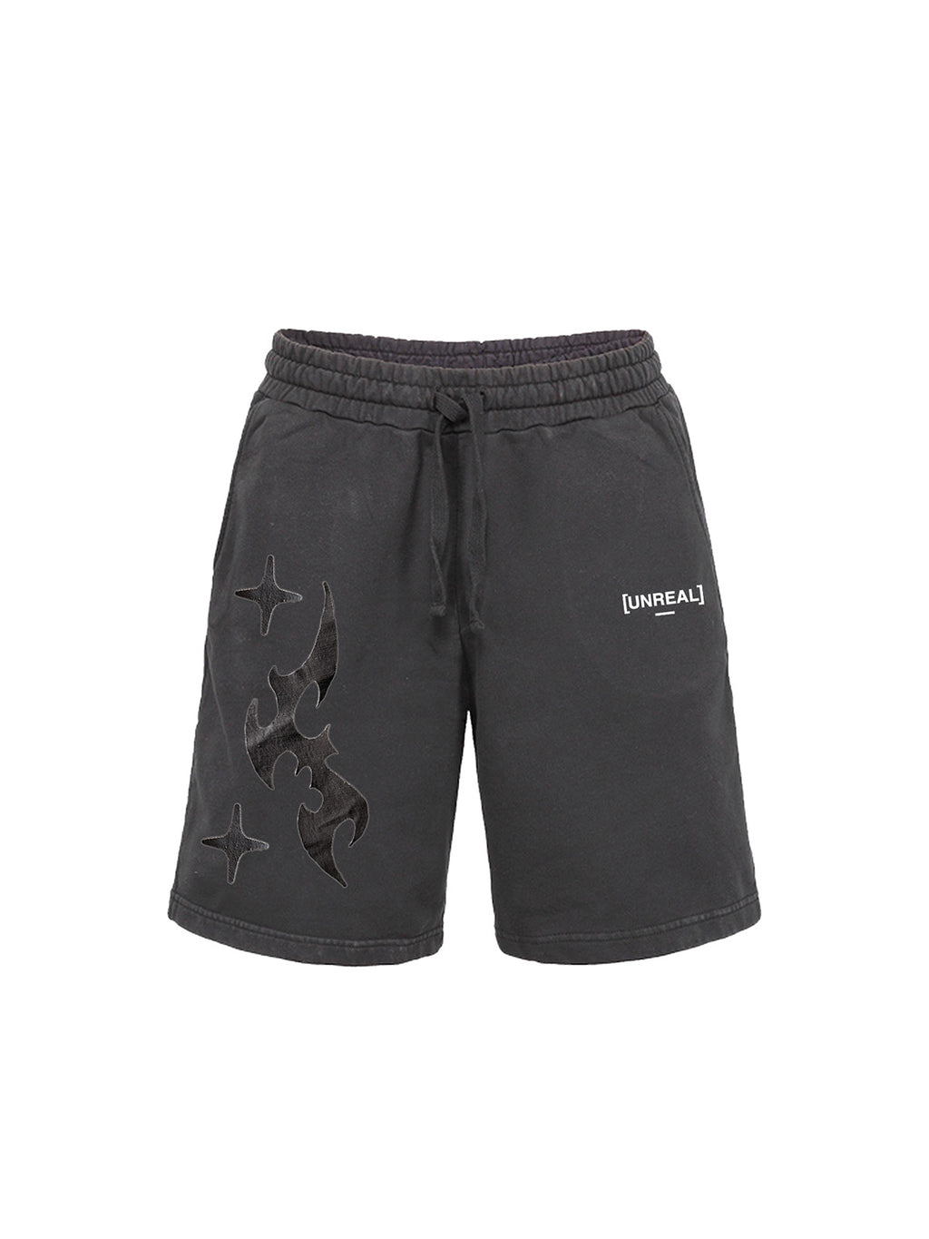 UNREAL Distressed Denim Patch Shorts Washed - [UNREAL] Industries