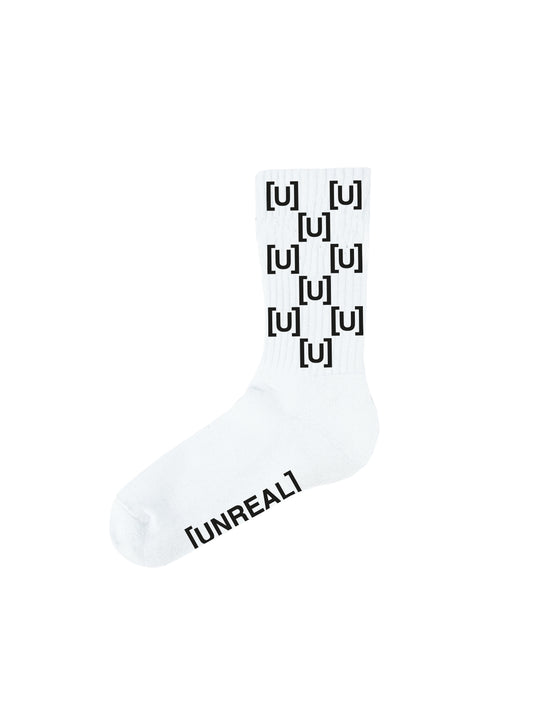 UNREAL - White/black U PRINT  Socks