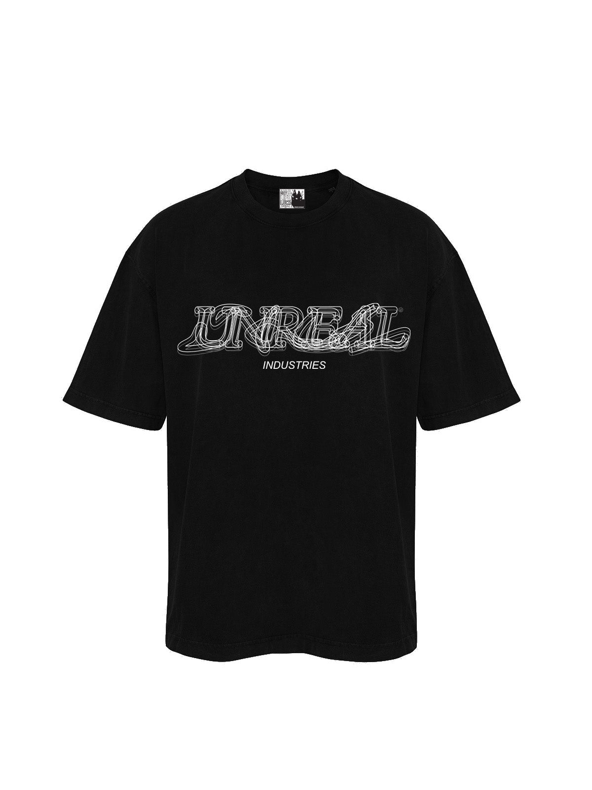 Unrealindustry Signature Black Tee - a minimalist and sustainable black t-shirt made from 100% organic cotton, embodying premium quality and urban style