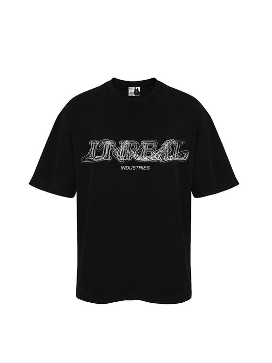 Unrealindustry Signature Black Tee - a minimalist and sustainable black t-shirt made from 100% organic cotton, embodying premium quality and urban style